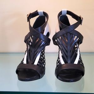 Black and white calvin klein heels